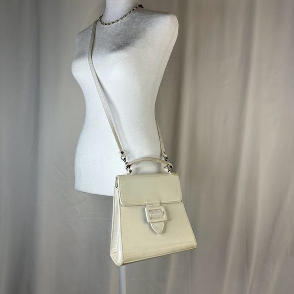 Vintage Y2K Esprit Shiny White Handled Mini Crossbody Bag - Picture 2 of 14